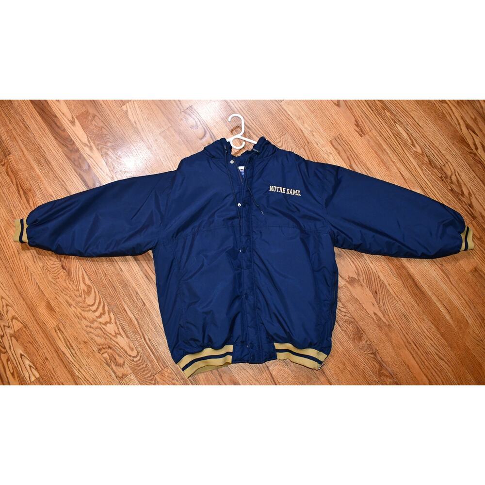 Vintage Champs Sports Notre Dame Puffer Coat Hooded Jacket Men’s Size XL 0626!!!